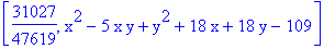 [31027/47619, x^2-5*x*y+y^2+18*x+18*y-109]